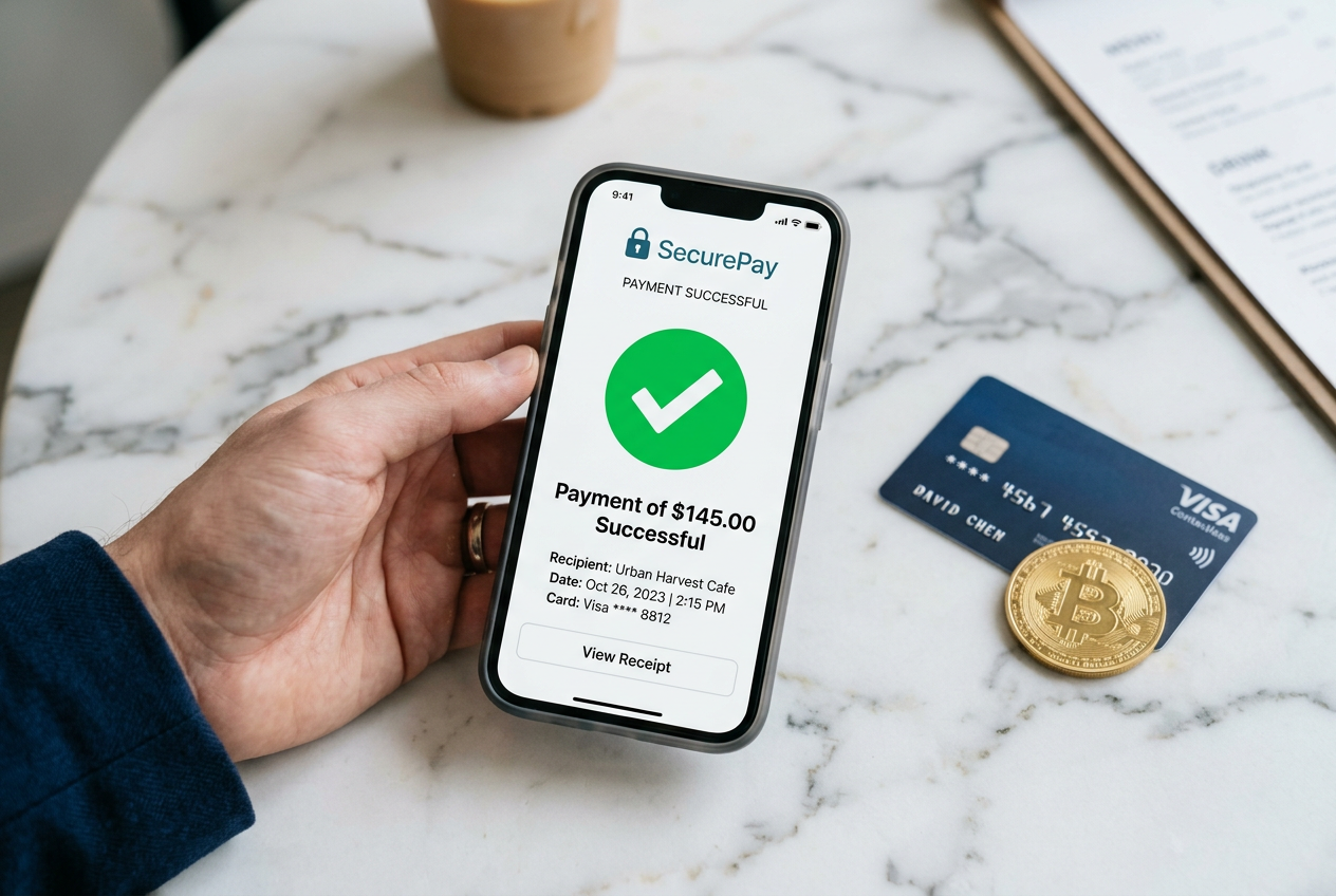 Smartphone screen showing a successful digital payment